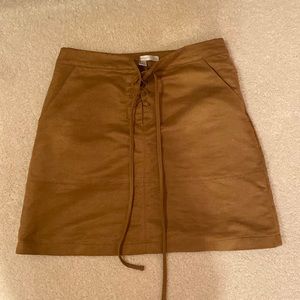 Brown Faux Suede Skirt